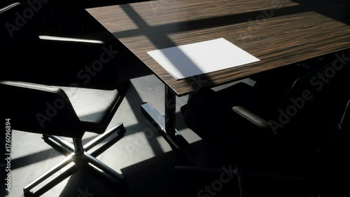 Shadows over modern office furniture. Time lapse. High angle.