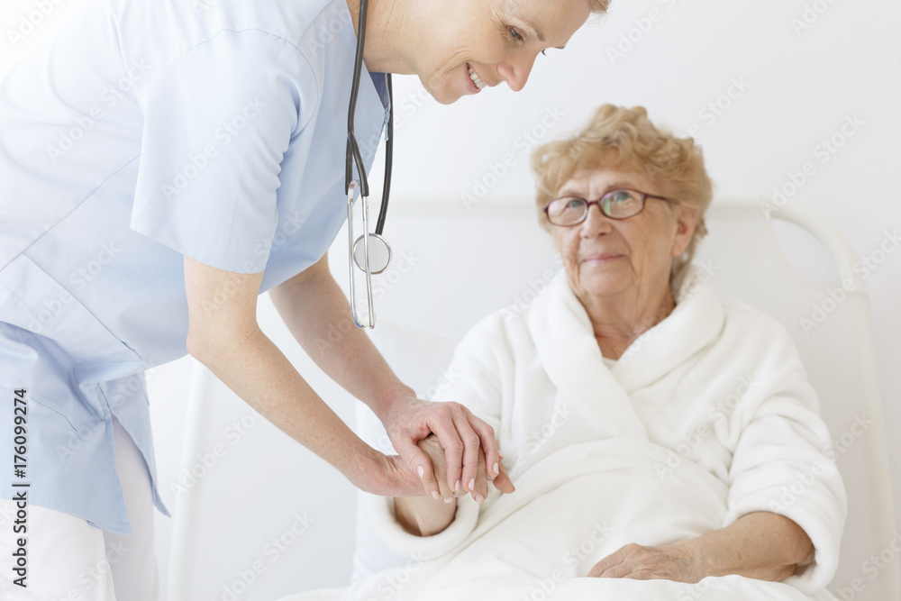 Elderly patient in dressing-gown Elderly patient in dressing-gown