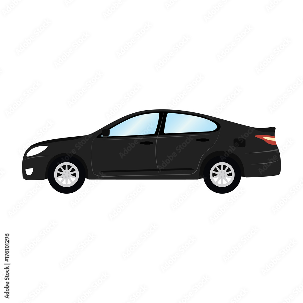 1643412 Car vector template on white background. Business sedan isolated. black sedan flat style. side view