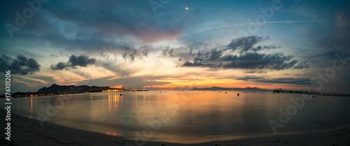 Panorama of sunset or sunrise on the calm sea © luchschenF