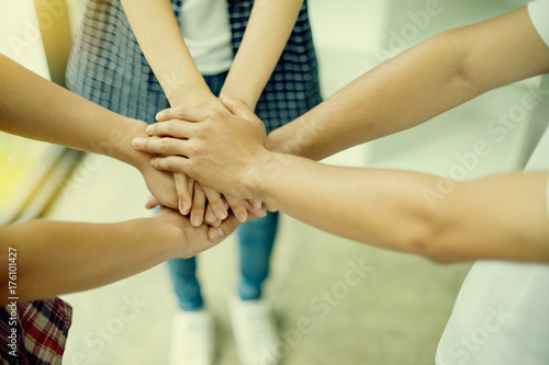 Hand together group office teamwork show team power