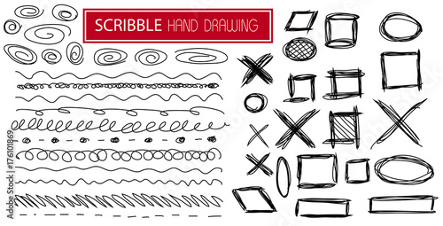 hand drawn scribble symbols isolated on white - SET4 photo