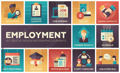 Employment - set of flat design infographics elements