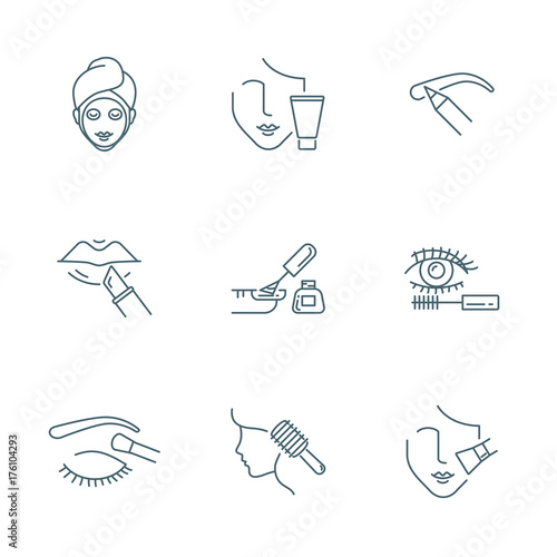 Beauty and makeup vector icons set