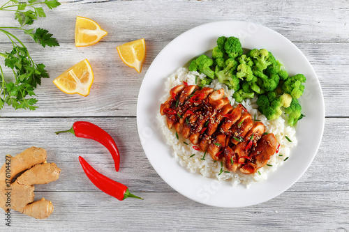 teriyaki chicken breast cut in slices