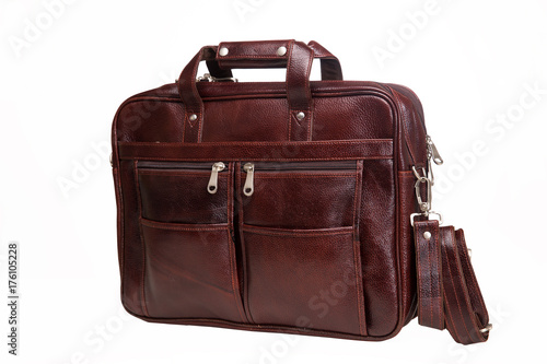 Leather briefcase made from high quality leather for executives. Available with clipping path