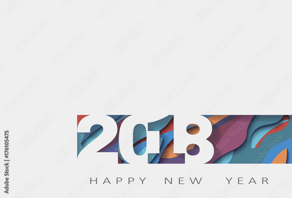 2018 happy new year, abstract design 3d, vector illustration