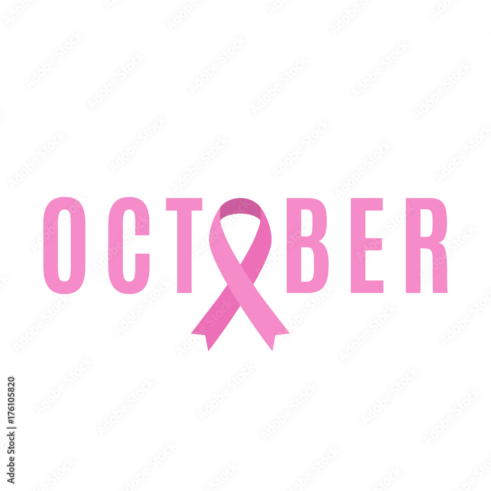 Breast Cancer Awareness pink ribbon. October month. Ribbon in a flat style. White backround. Fighting cancer. Vector Breast Cancer Awareness pink ribbon. October month. Ribbon in a flat style. White backround. Fighting cancer. Vector