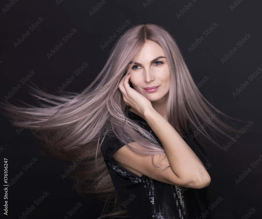 Purple-pink blonde long straight hair Purple-pink blonde long straight hair