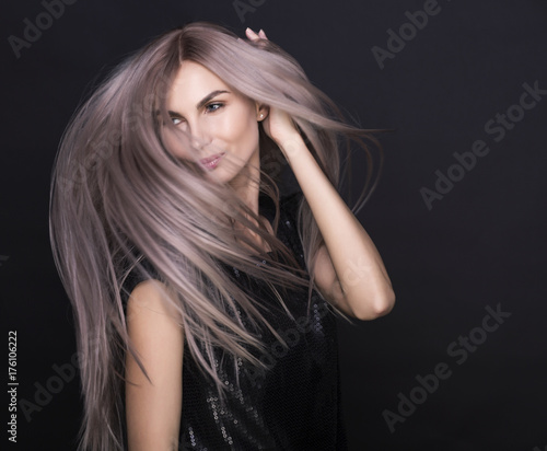 Long Purple Blonde Beautiful Hair flying