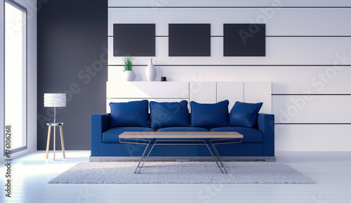 3D rendering of interior modern living room 