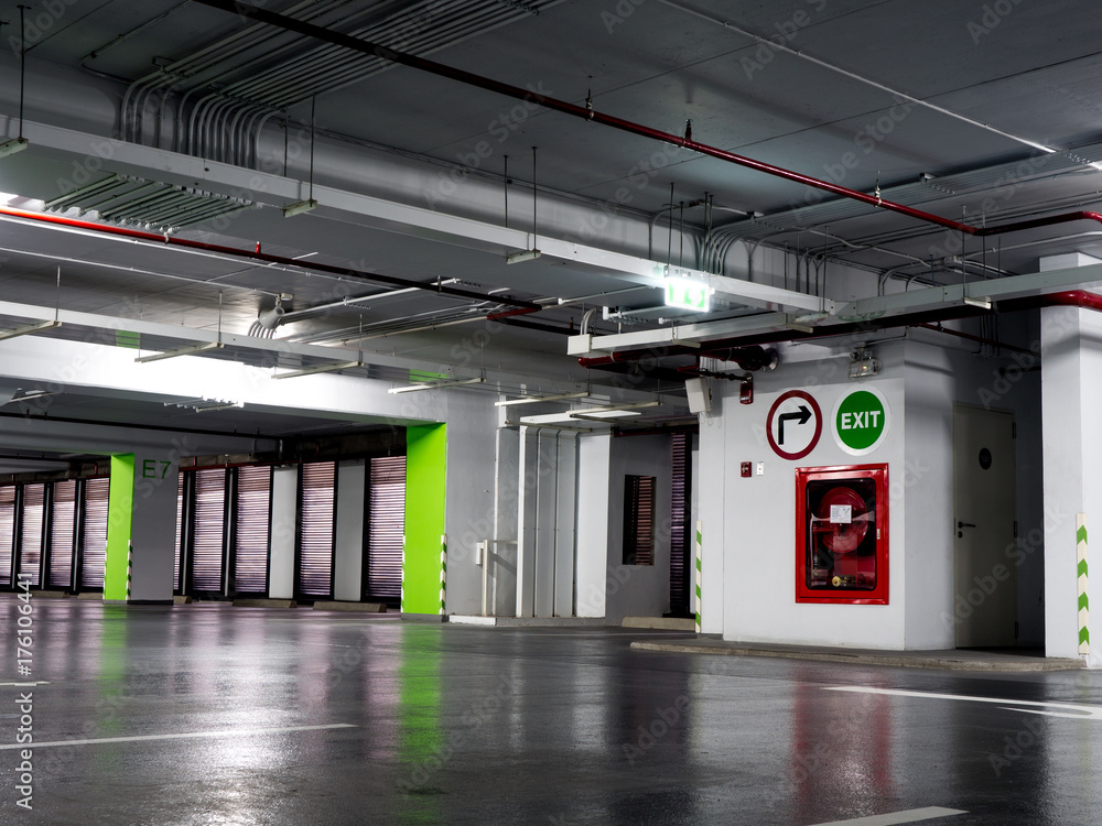 Fire extinguisher with various types of fire extinguishers Located in