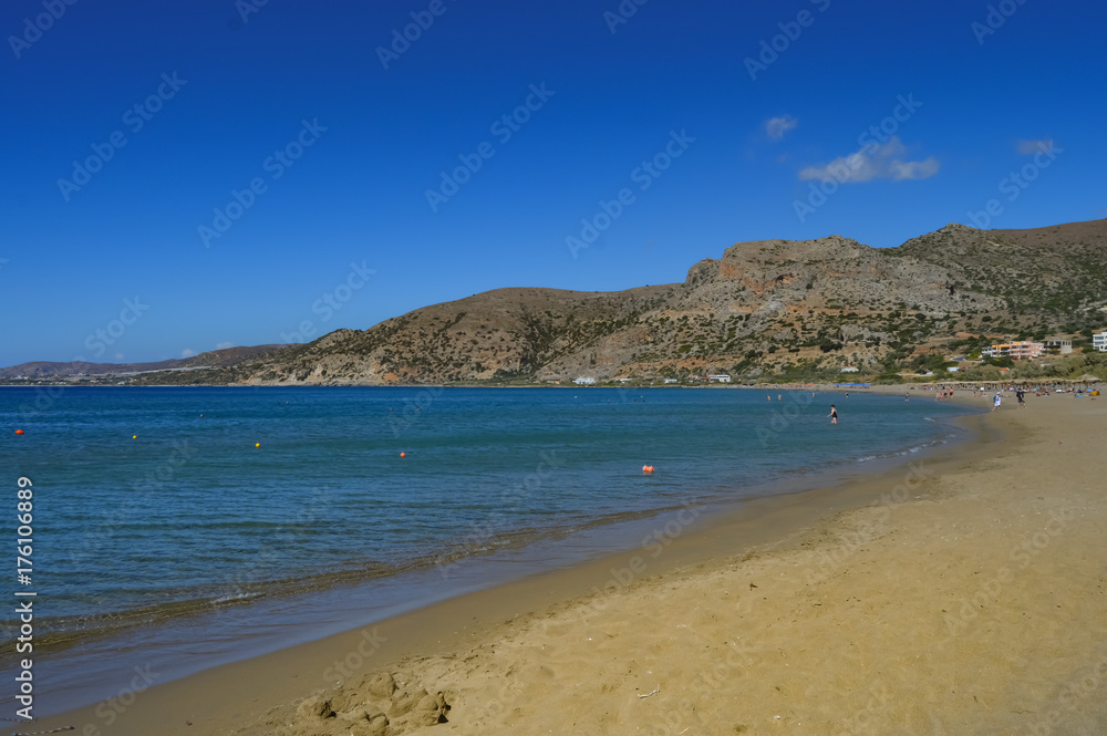 View of the sandy beach of Paleochora