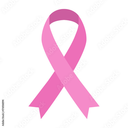 Breast Cancer Awareness pink ribbon. October. Ribbon in a flat style. White backround. Fighting cancer. Vector