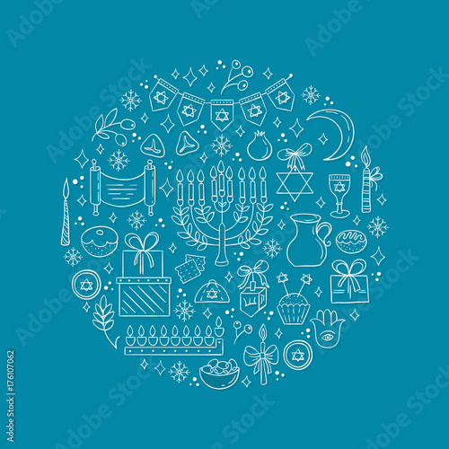 Hanukkah design elements