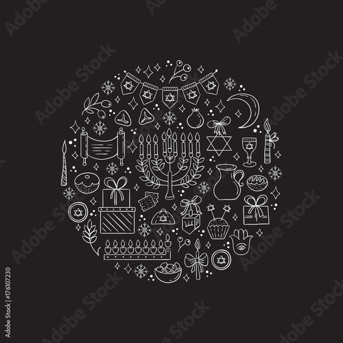 Hanukkah design elements