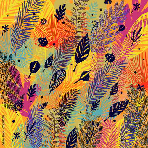 Deciduous, defoliation, multicolor trendy autumn background, leaf fall. Vecto...