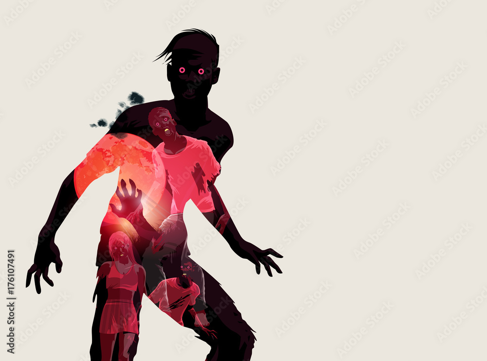 Fleshing eating dead zombie silhouette. Vector illustration Fleshing eating dead zombie silhouette. Vector illustration