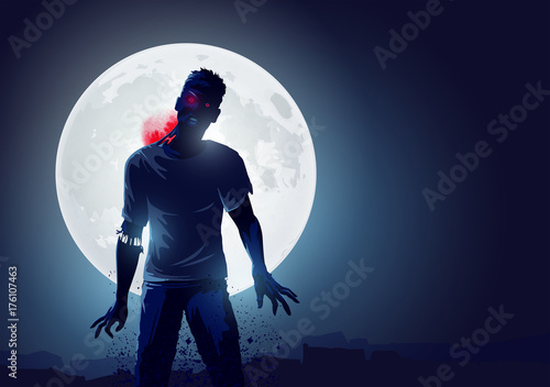 Dead Angry Zombie rising up and causing terror. Vector illustration.