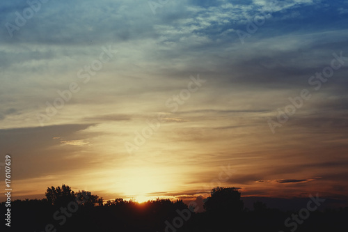 the evening sunset, the sky © olgasparrow