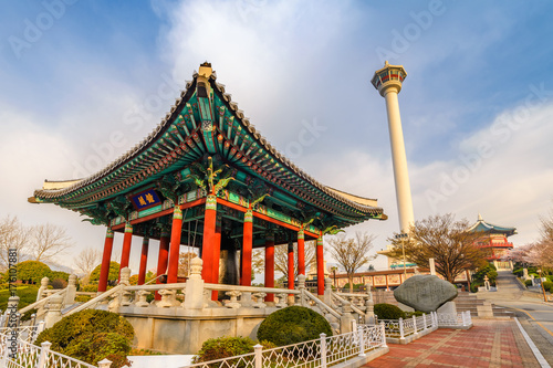 Busan city skyline at Yongdusan Park and Busan Tower, Busan, South Korea
