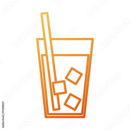 drink in glass with ice straw beverage cold