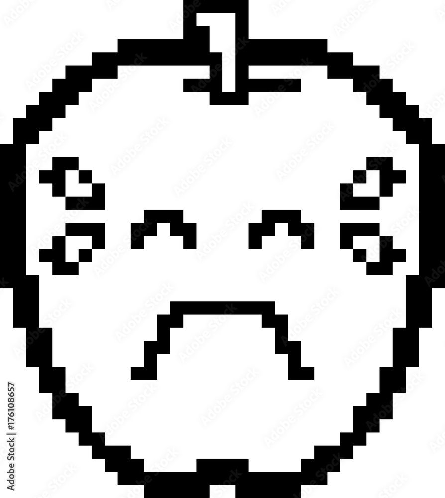 Crying 8-Bit Cartoon Apple Crying 8-Bit Cartoon Apple