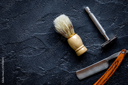 Fotografie Tools for cutting beard barbershop top view