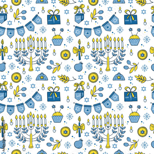 Hanukkah seamless pattern photo