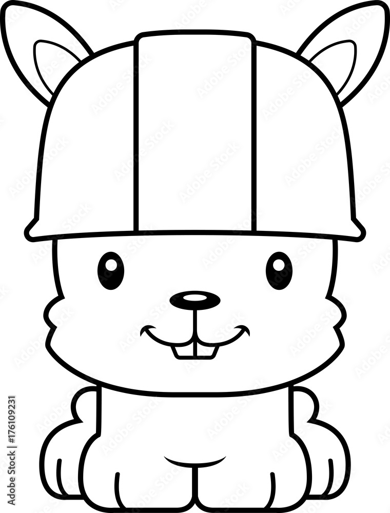 Fototapeta premium Cartoon Smiling Construction Worker Bunny