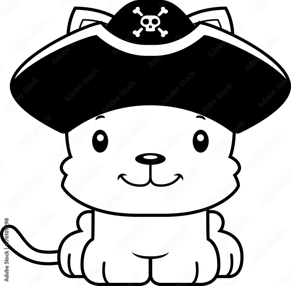Cartoon Smiling Pirate Kitten Cartoon Smiling Pirate Kitten