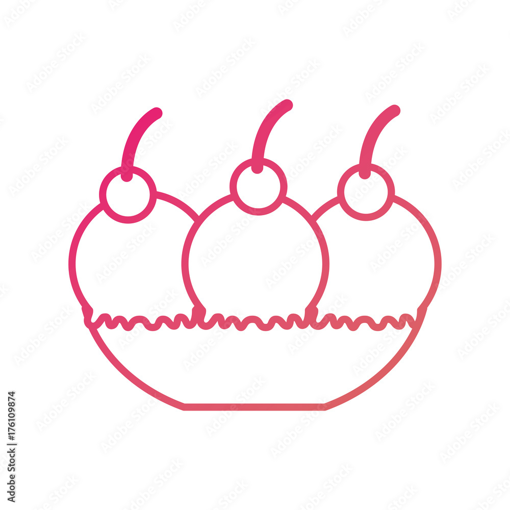 ice cream glassware with three balls and berry
