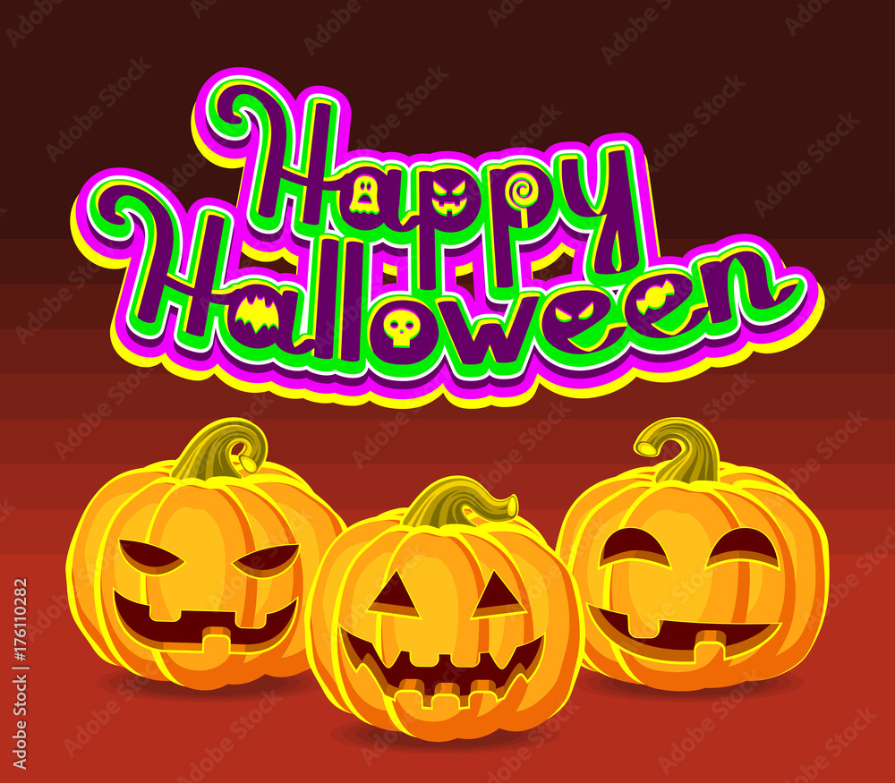 Halloween Pumpkins and holiday calligraphy greeting Halloween Pumpkins and holiday calligraphy greeting