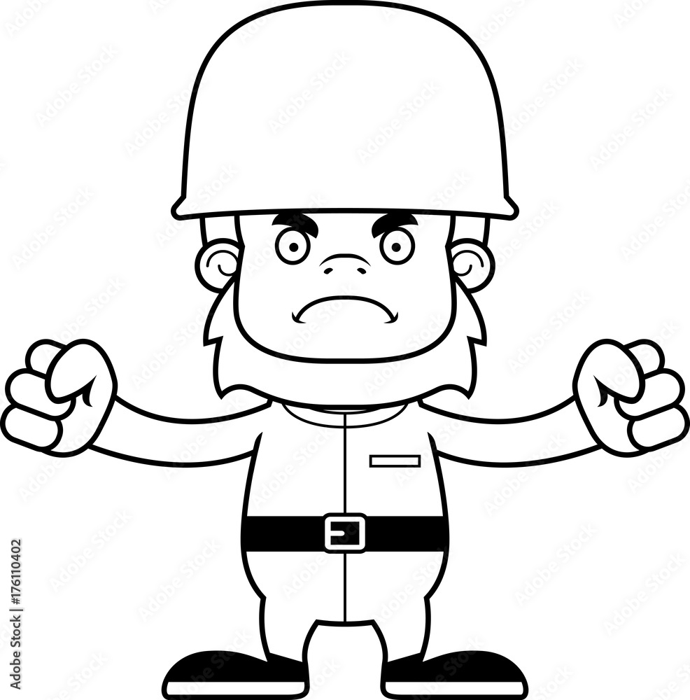 Cartoon Angry Soldier Sasquatch Cartoon Angry Soldier Sasquatch