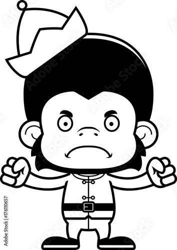 Cartoon Angry Xmas Elf Chimpanzee