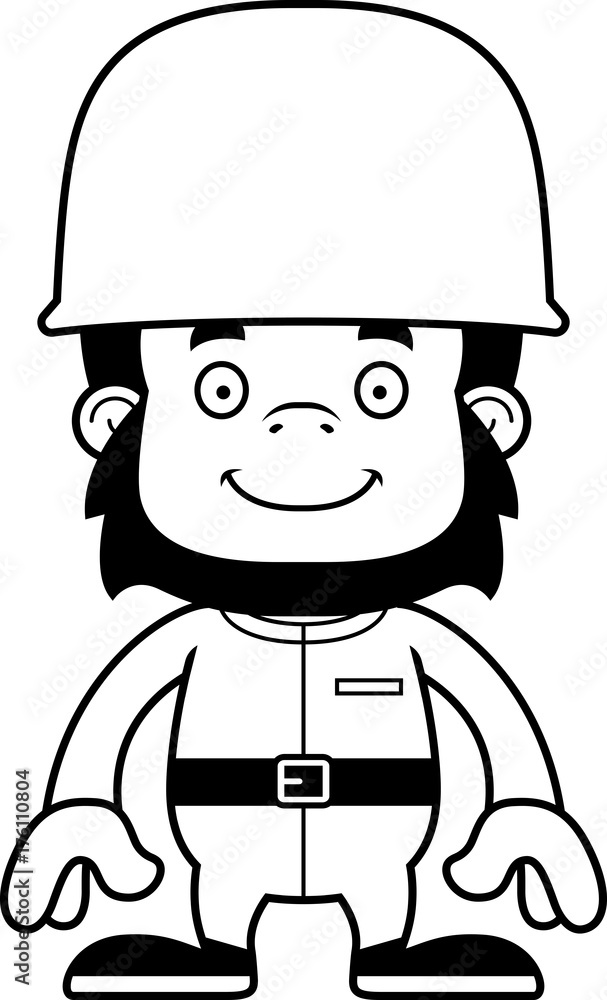 Cartoon Smiling Soldier Gorilla