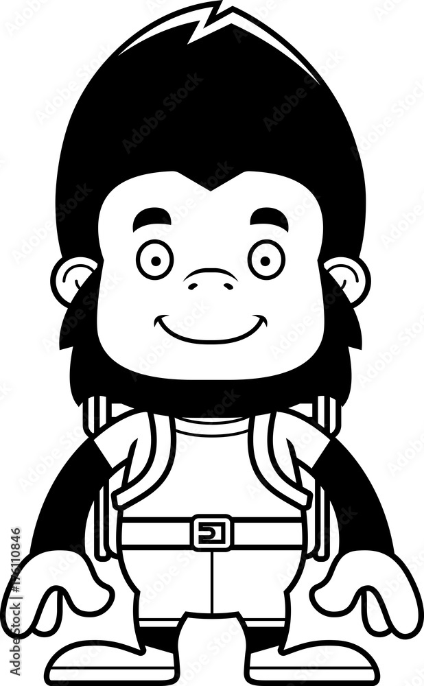 Fototapeta premium Cartoon Smiling Hiker Gorilla