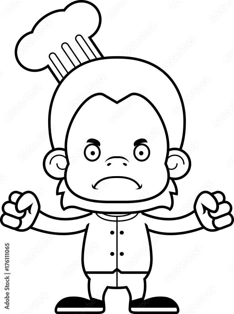 Cartoon Angry Chef Orangutan