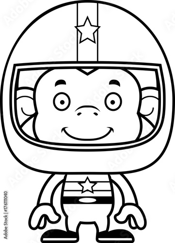 Cartoon Smiling Race Car Driver Monkey