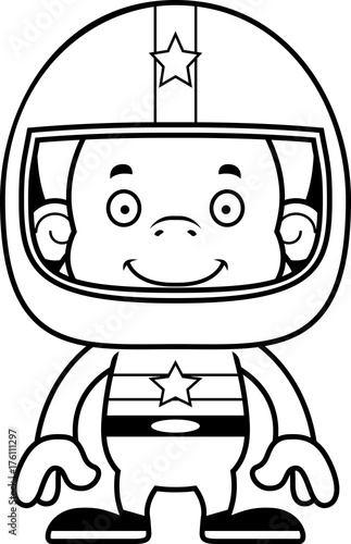 Cartoon Smiling Race Car Driver Orangutan