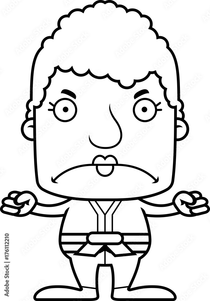 Cartoon Angry Karate Woman