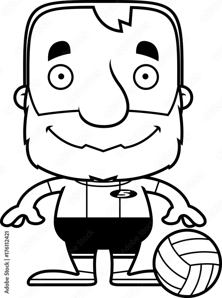 Cartoon Smiling Volleyball Player Man