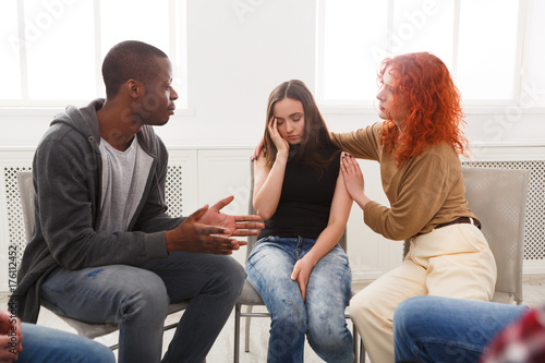 Meeting of support group, therapy session photo