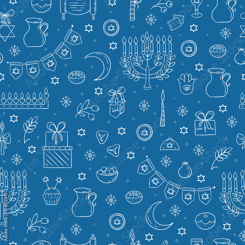 Hanukkah seamless pattern