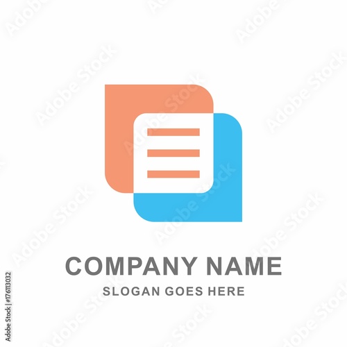 Paper Book Writing Data Document Message Chat Icon Apps Business Company Stock Vector Logo Design Template