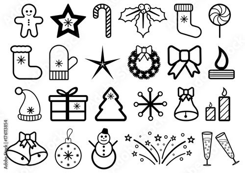 vector illustration set of christmas and new year icons