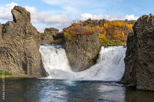 Hjalparfoss Double Waterfall