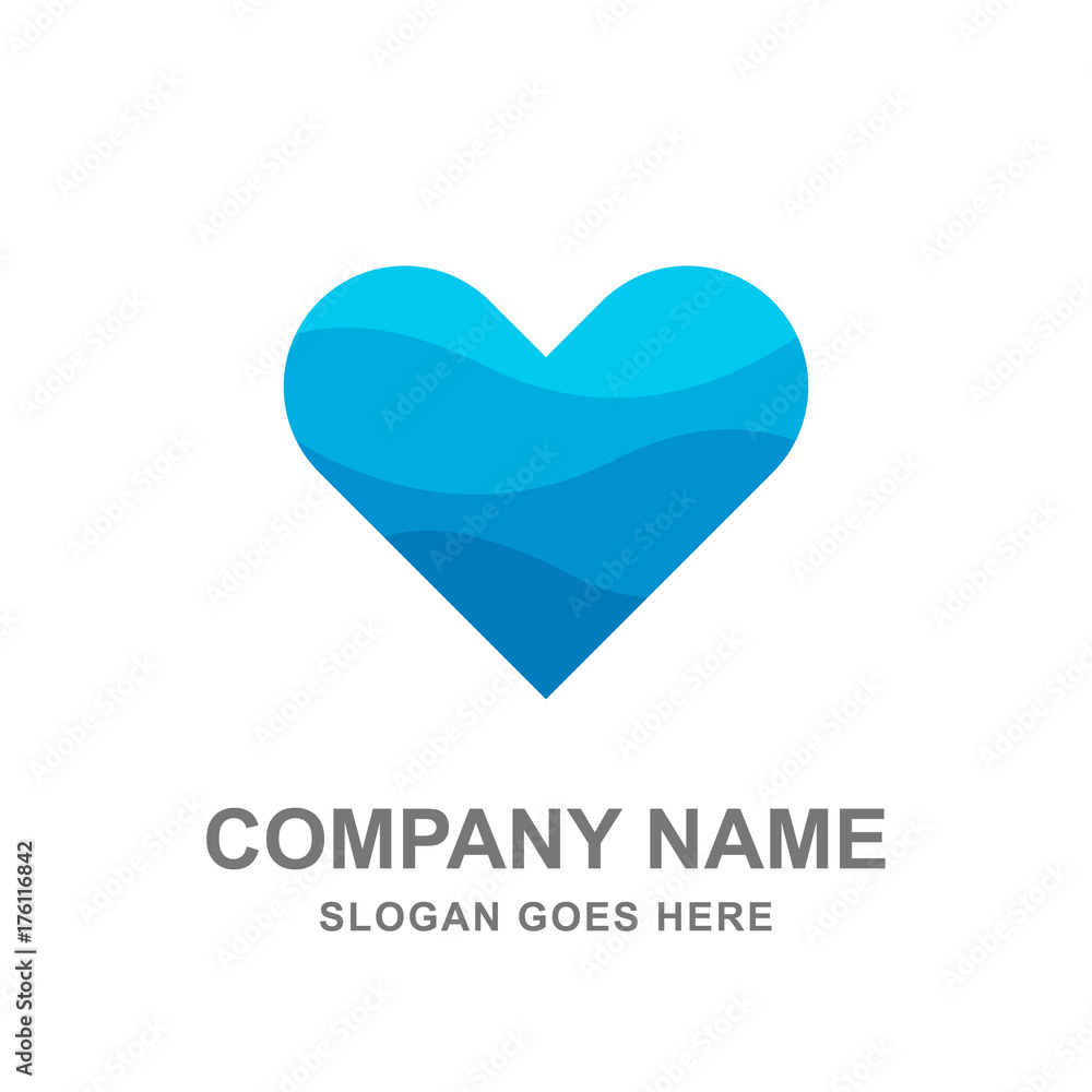 Blue Love Heart Care Water Healthcare Logo Vector Icon Blue Love Heart Care Water Healthcare Logo Vector Icon