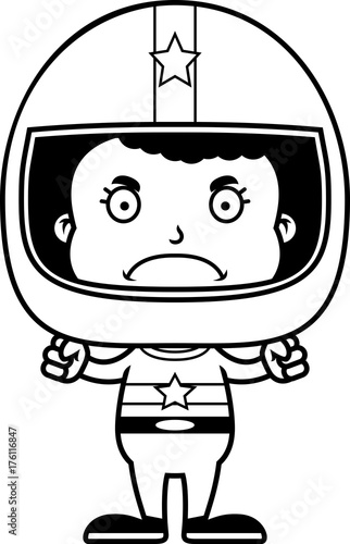 Cartoon Angry Race Car Driver Girl