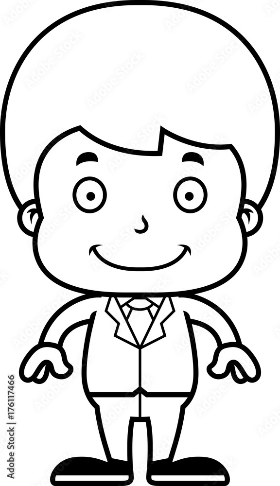 Cartoon Smiling Businessperson Boy Cartoon Smiling Businessperson Boy